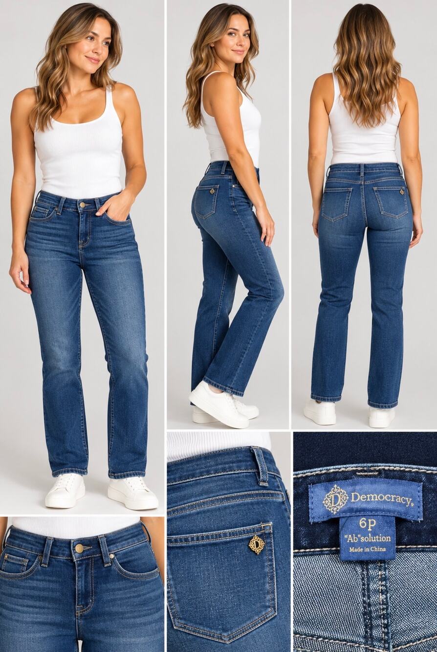 Democracy Ab Solution Women’s 6P Straight Leg Jeans Dark Wash NWT Petite